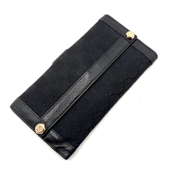 Authentic GUCCI Black Monogram Canvas x Leather Long Wallet - Picture 1 of 9